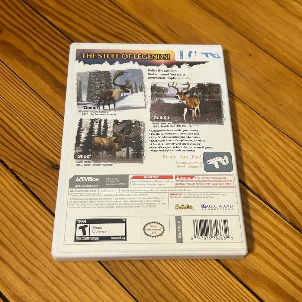 Cabelas Legendary Adventures‎ Nintendo Wii Activision Hunting Game RVL P RCUE